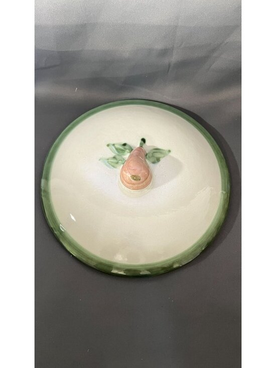 Other - Hand-Painted John B. Taylor Ceramic Pear Lid White & Green